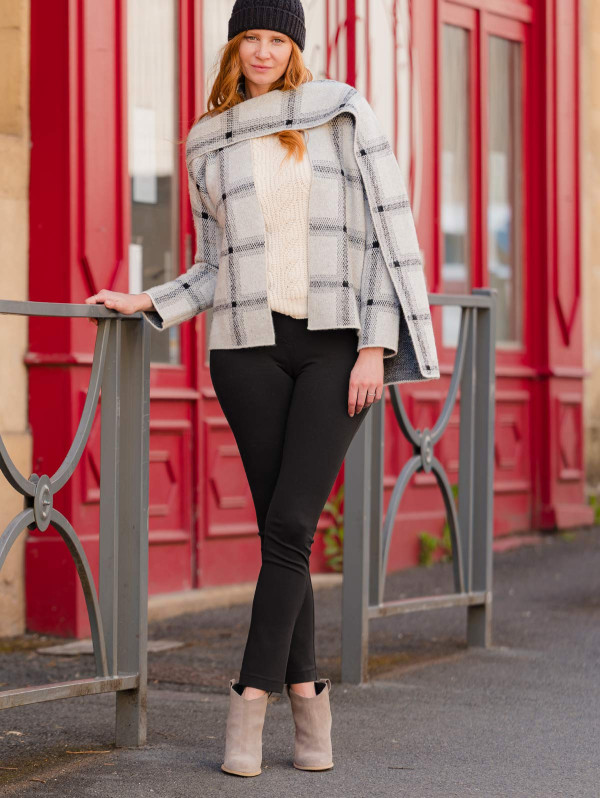 Gilet carreaux écharpe femme | MaBoutiquePlus