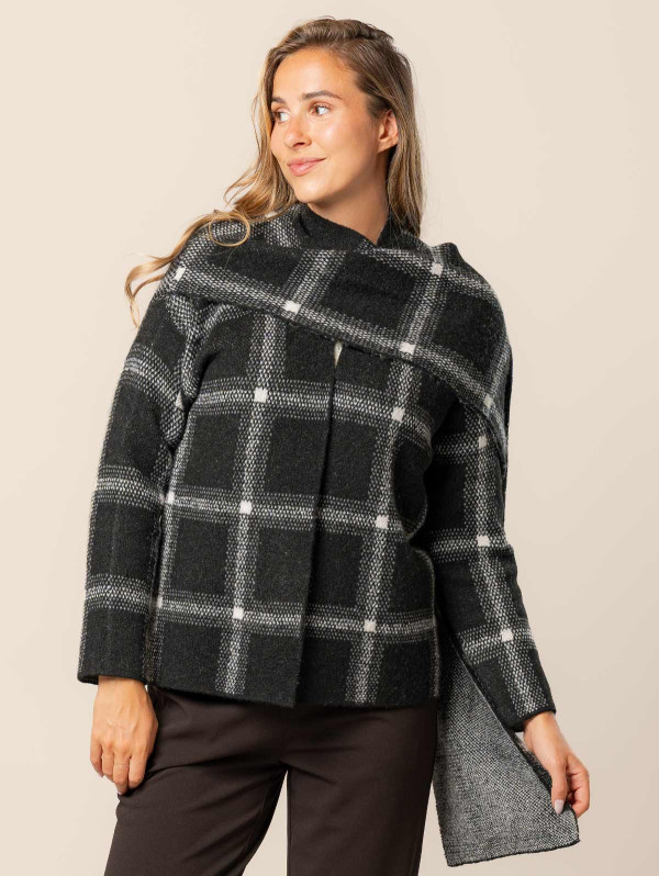 Gilet carreaux écharpe femme | MaBoutiquePlus