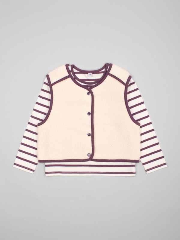 Ensemble veste sherpa tee-shirt rayé | MaBoutiquePlus