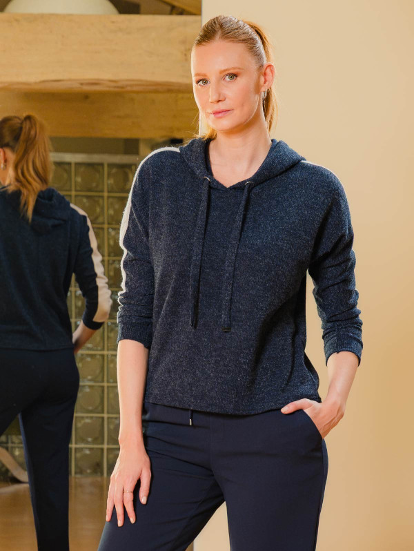 Top femme maille chinée capuche | MaBoutiquePlus