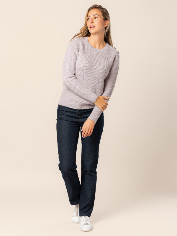 Pull maille chinée torsades femme | MaBoutiquePlus
