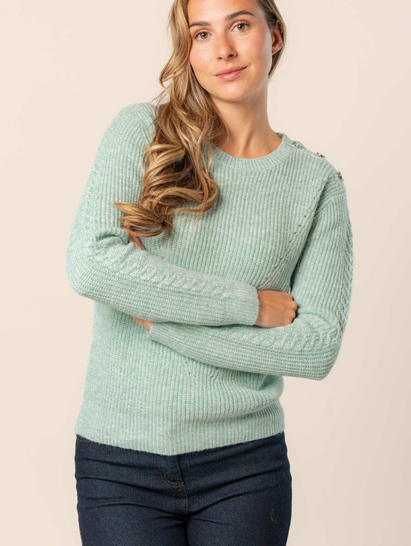 Pull maille chinée torsades femme | MaBoutiquePlus
