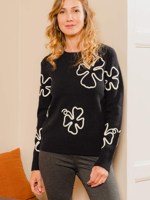 Pull femme fleurs brodées | MaBoutiquePlus