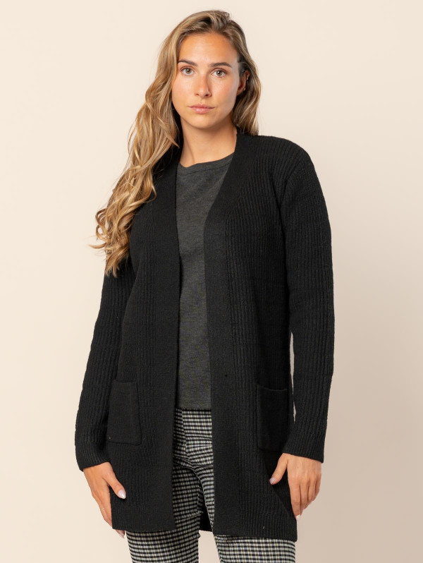 Gilet long maille côtelée femme | MaBoutiquePlus