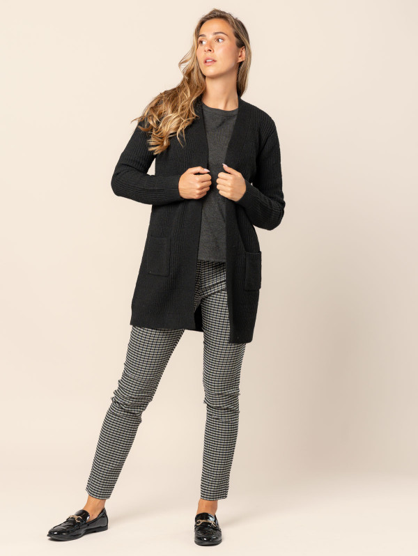 Gilet long maille côtelée femme | MaBoutiquePlus