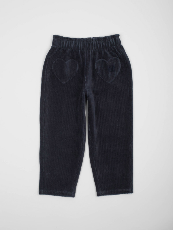 Pantalon fille velours côtelé cœurs | MaBoutiquePlus