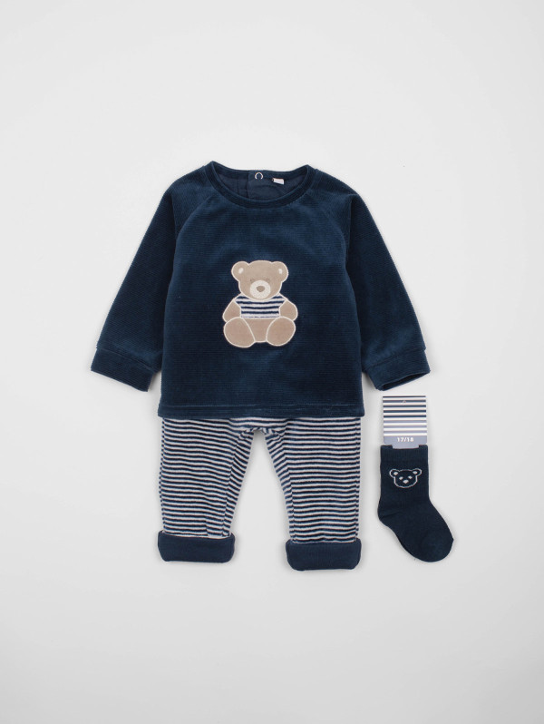 Ensemble bébé-garçon rayures ourson | MaBoutiquePlus