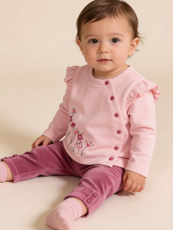 Ensemble bébé-fille cardigan fleurs legging  | MaBoutiquePlus