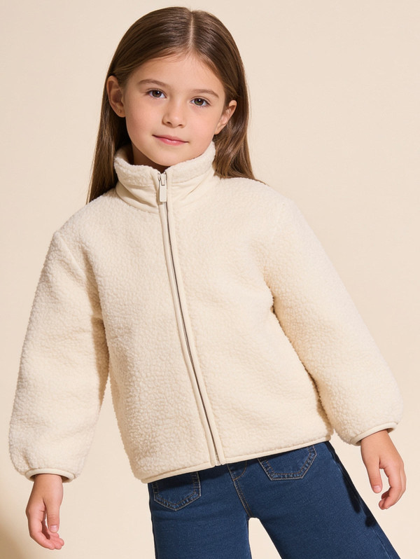 Veste zippée fille maille sherpa | MaBoutiquePlus