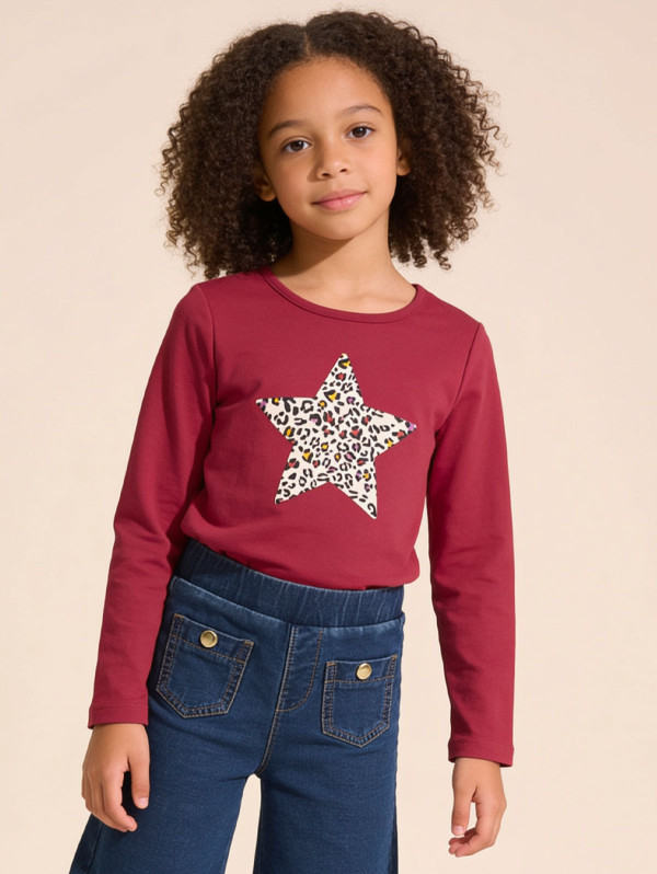Tee-shirt fille étoile léopard | MaBoutiquePlus