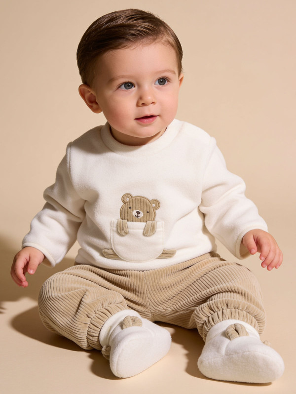 Ensemble bébé-garçon sweat velours ourson | MaBoutiquePlus