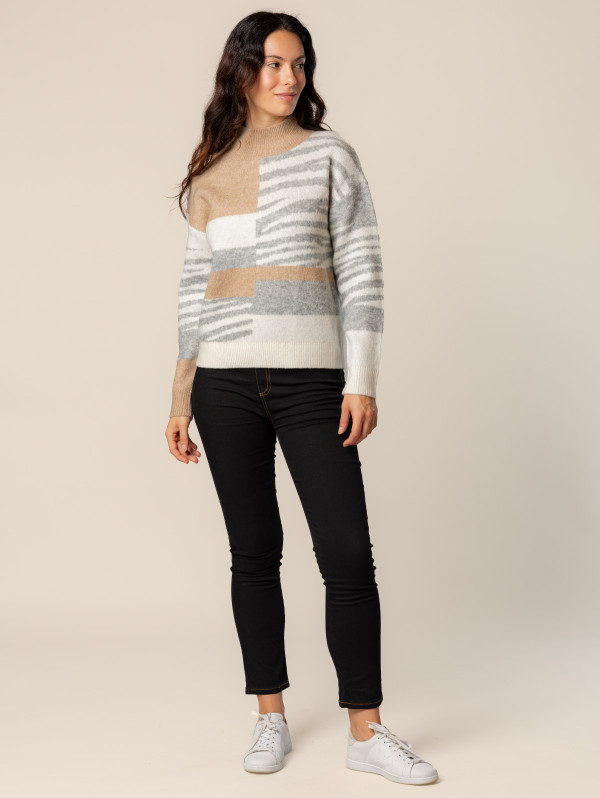 Pull femme maille patchwork | MaBoutiquePlus