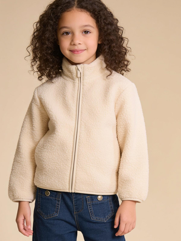 Veste zippée fille maille sherpa | MaBoutiquePlus