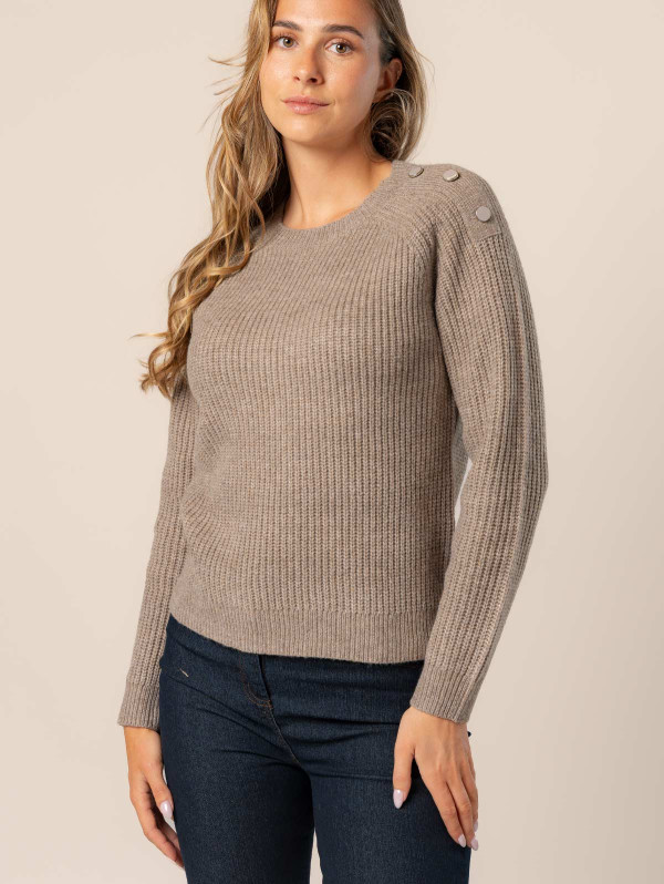 Pull femme maille anglaise boutons | MaBoutiquePlus