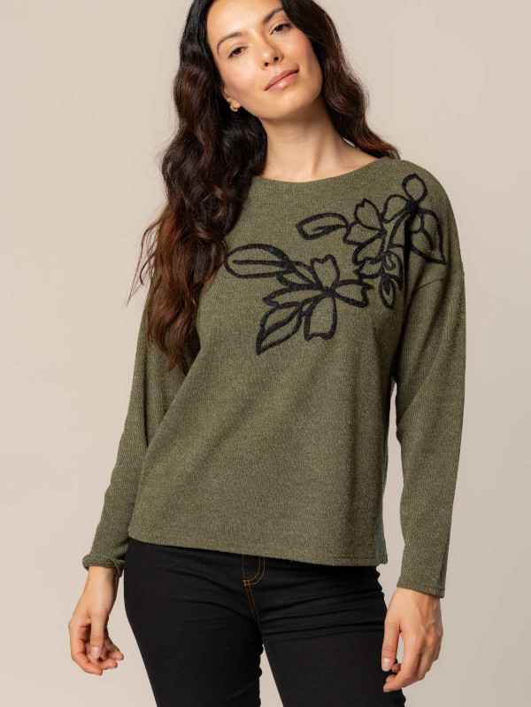 Top femme maille fleurs brodées | MaBoutiquePlus