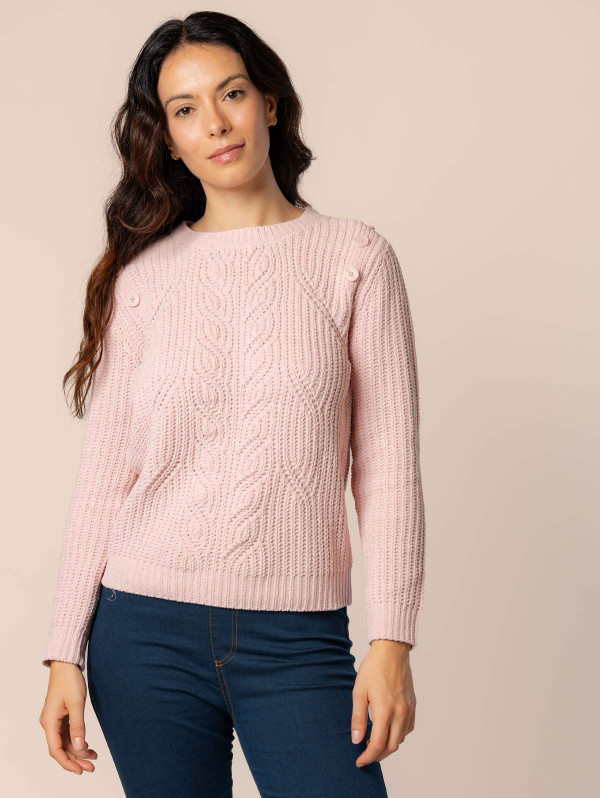 Pull femme maille chenille torsades | MaBoutiquePlus