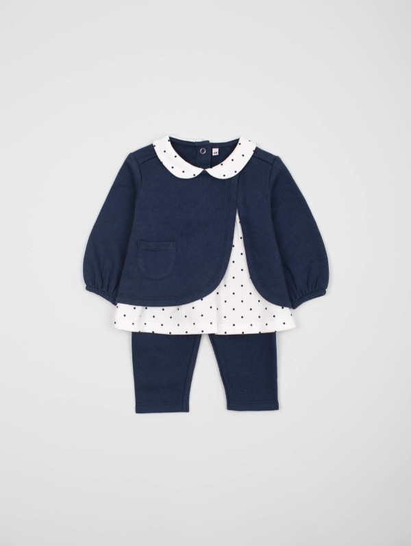 Ensemble bébé-fille cardigan pois 2-en-1 | MaBoutiquePlus