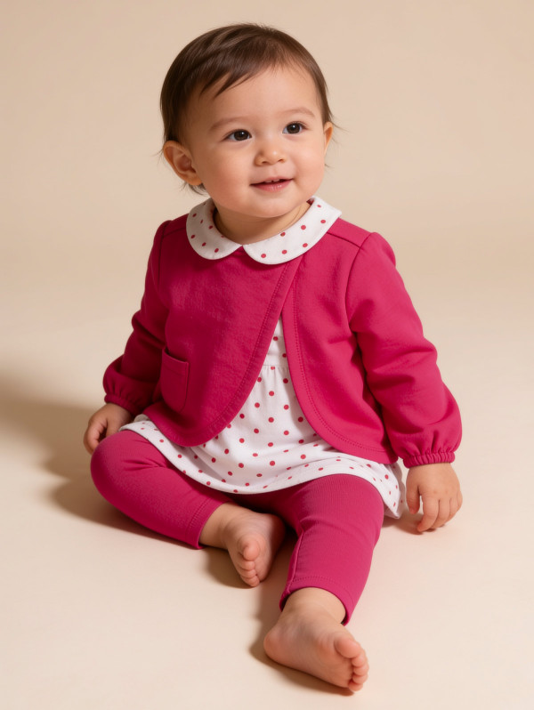 Ensemble bébé-fille cardigan pois 2-en-1 | MaBoutiquePlus