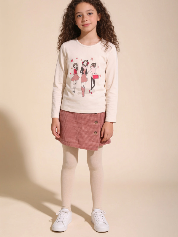Jupe-short fille velours côtelé + collants | MaBoutiquePlus