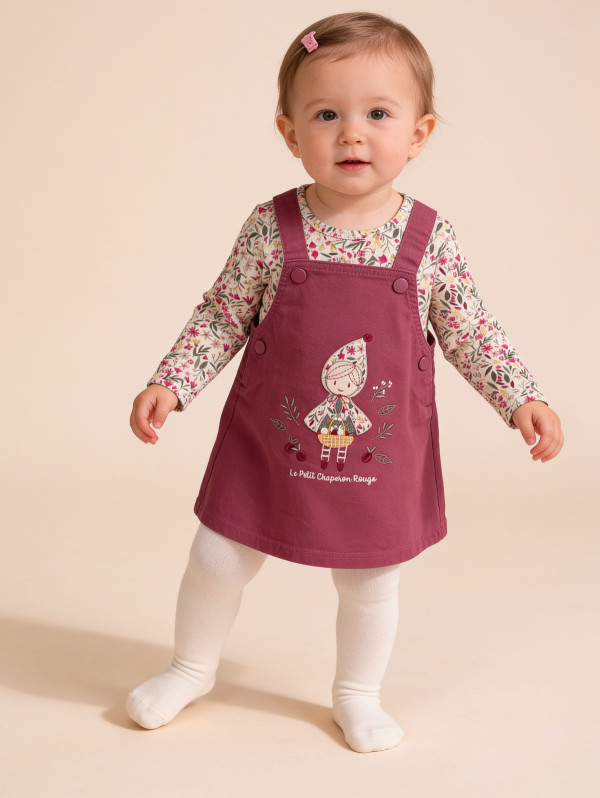 Ensemble bébé-fille robe-salopette "Chaperon Rouge" | MaBoutiquePlus