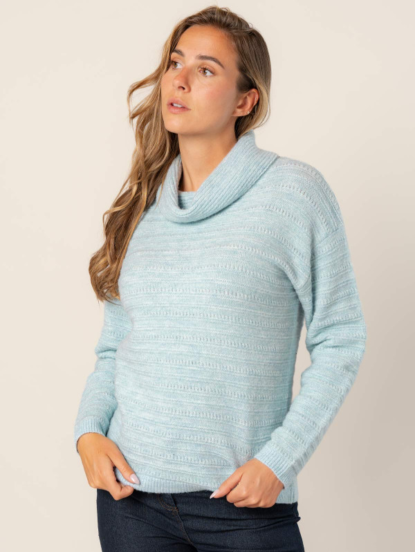 Pull col roulé maille rayée femme | MaBoutiquePlus