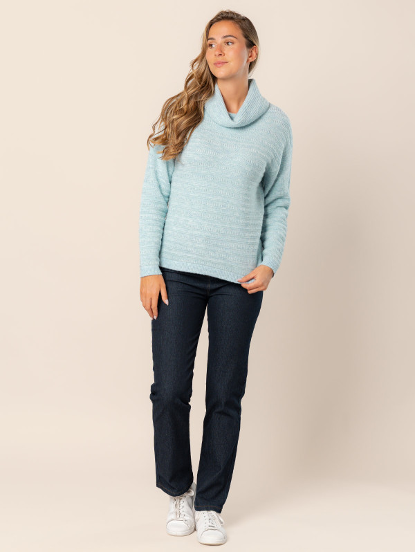 Pull col roulé maille rayée femme | MaBoutiquePlus