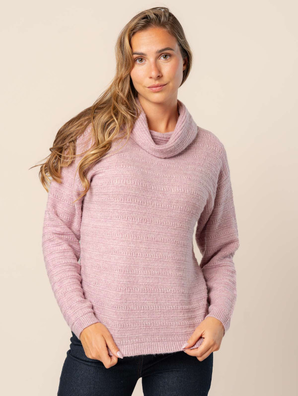 Pull col roulé maille rayée femme | MaBoutiquePlus
