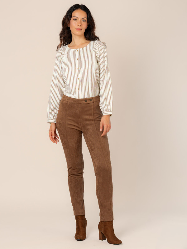 Pantalon femme effet daim | MaBoutiquePlus