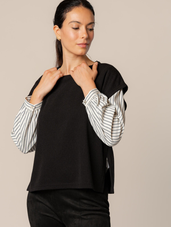 Pull côtelé sans manches femme | MaBoutiquePlus