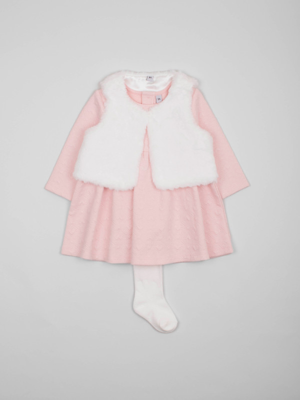 Ensemble bébé-fille gilet robe cœurs | MaBoutiquePlus
