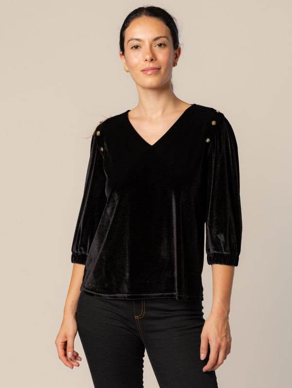 Top velours boutons fantaisie femme | MaBoutiquePlus