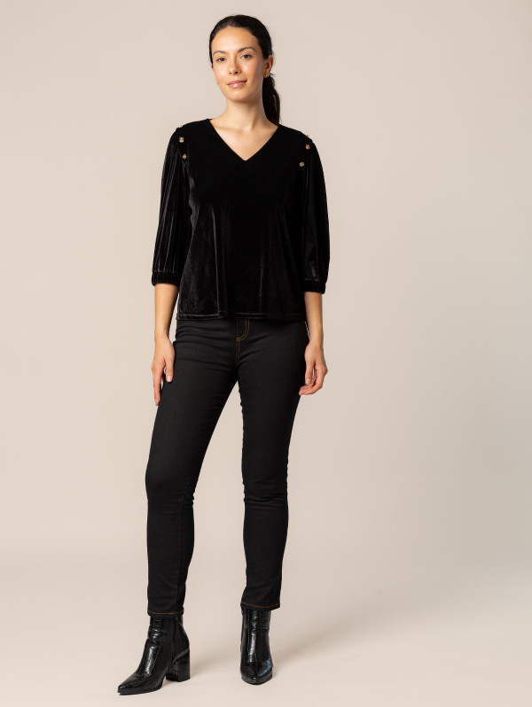Top velours boutons fantaisie femme | MaBoutiquePlus