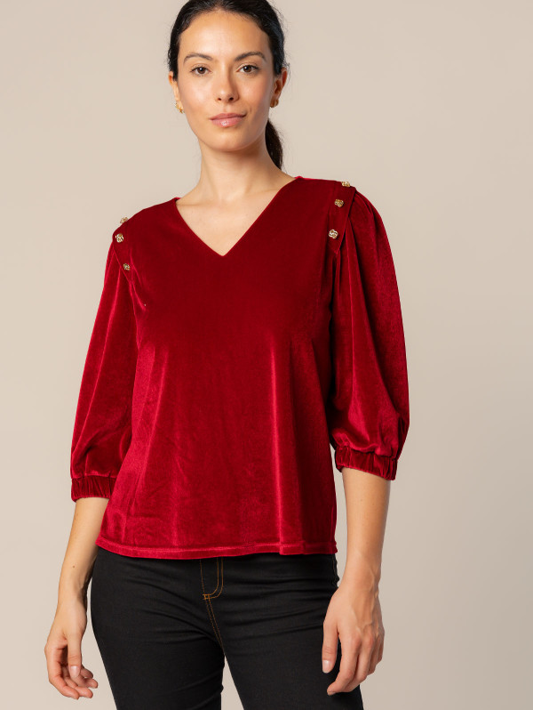 Top velours boutons fantaisie femme | MaBoutiquePlus