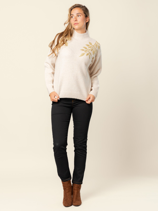 Pull feuilles sequins femme | MaBoutiquePlus