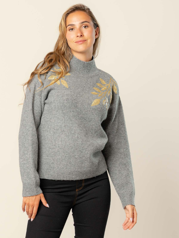 Pull feuilles sequins femme | MaBoutiquePlus