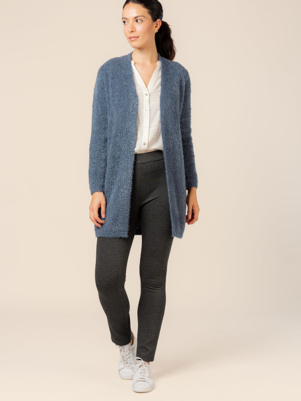 Gilet long maille poilue femme | MaBoutiquePlus