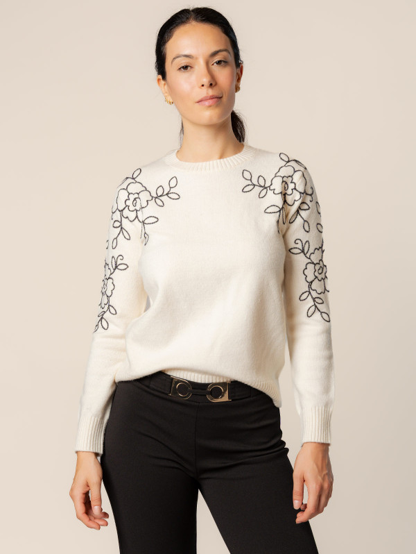 Pull femme fleurs brodées | MaBoutiquePlus