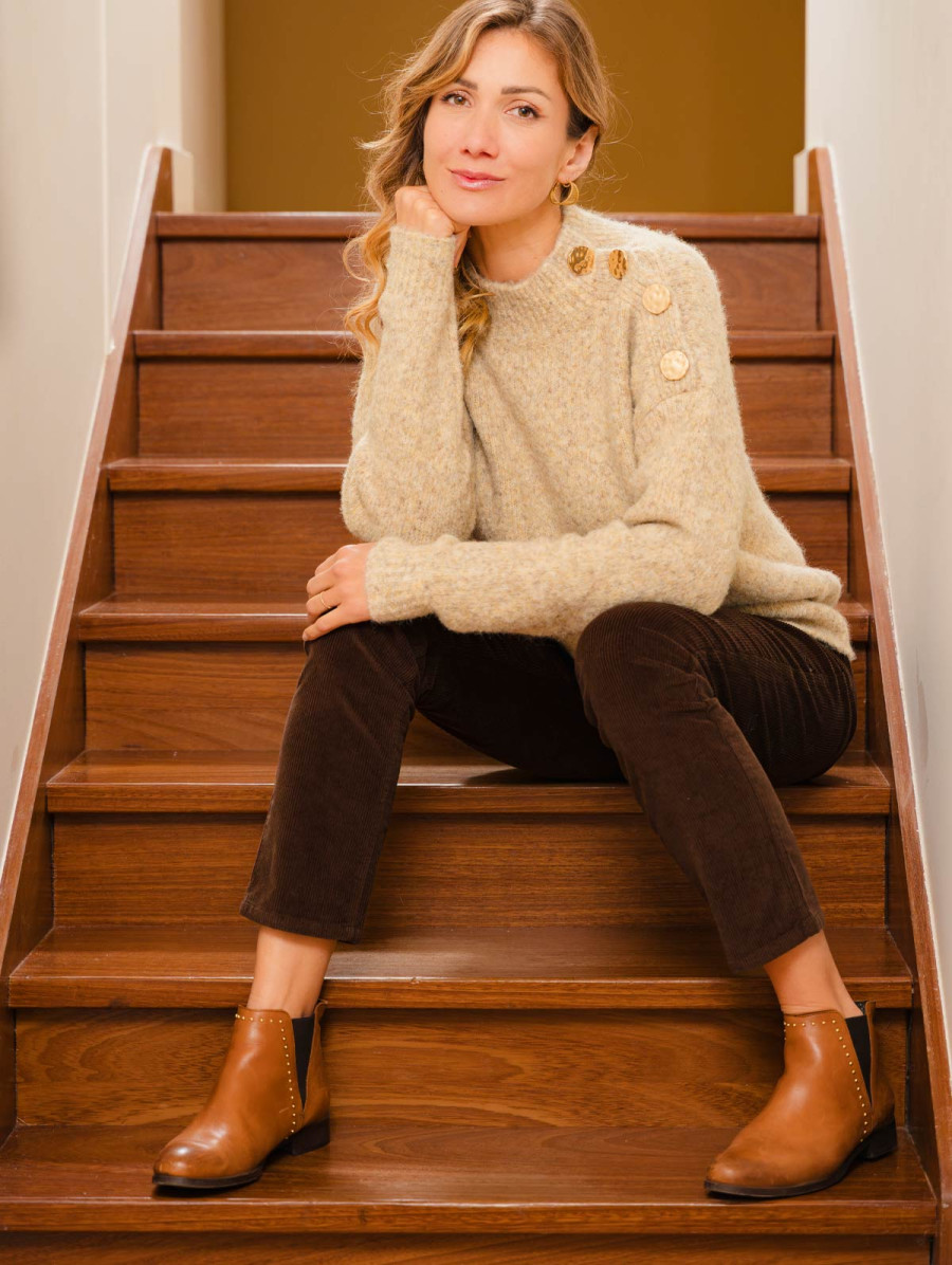 Pull col montant bouclette femme  | MaBoutiquePlus