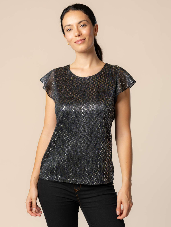 Top résille sequins femme | MaBoutiquePlus