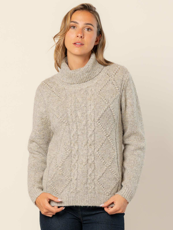 Pull col roulé maille torsades femme | MaBoutiquePlus