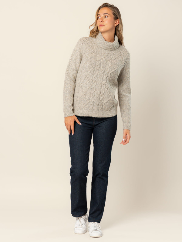 Pull col roulé maille torsades femme | MaBoutiquePlus