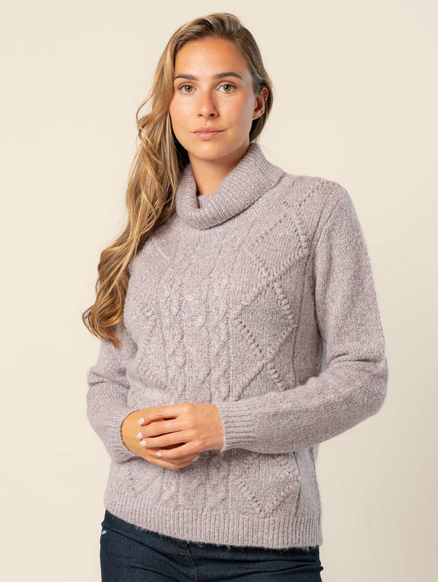Pull col roulé maille torsades femme | MaBoutiquePlus