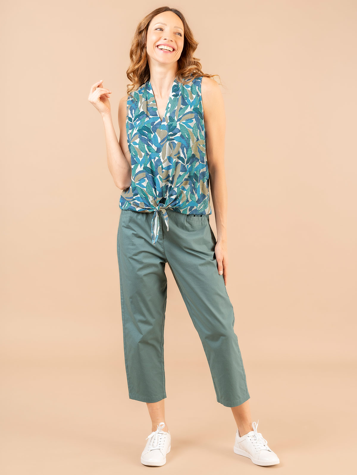 Pantalon uni popeline